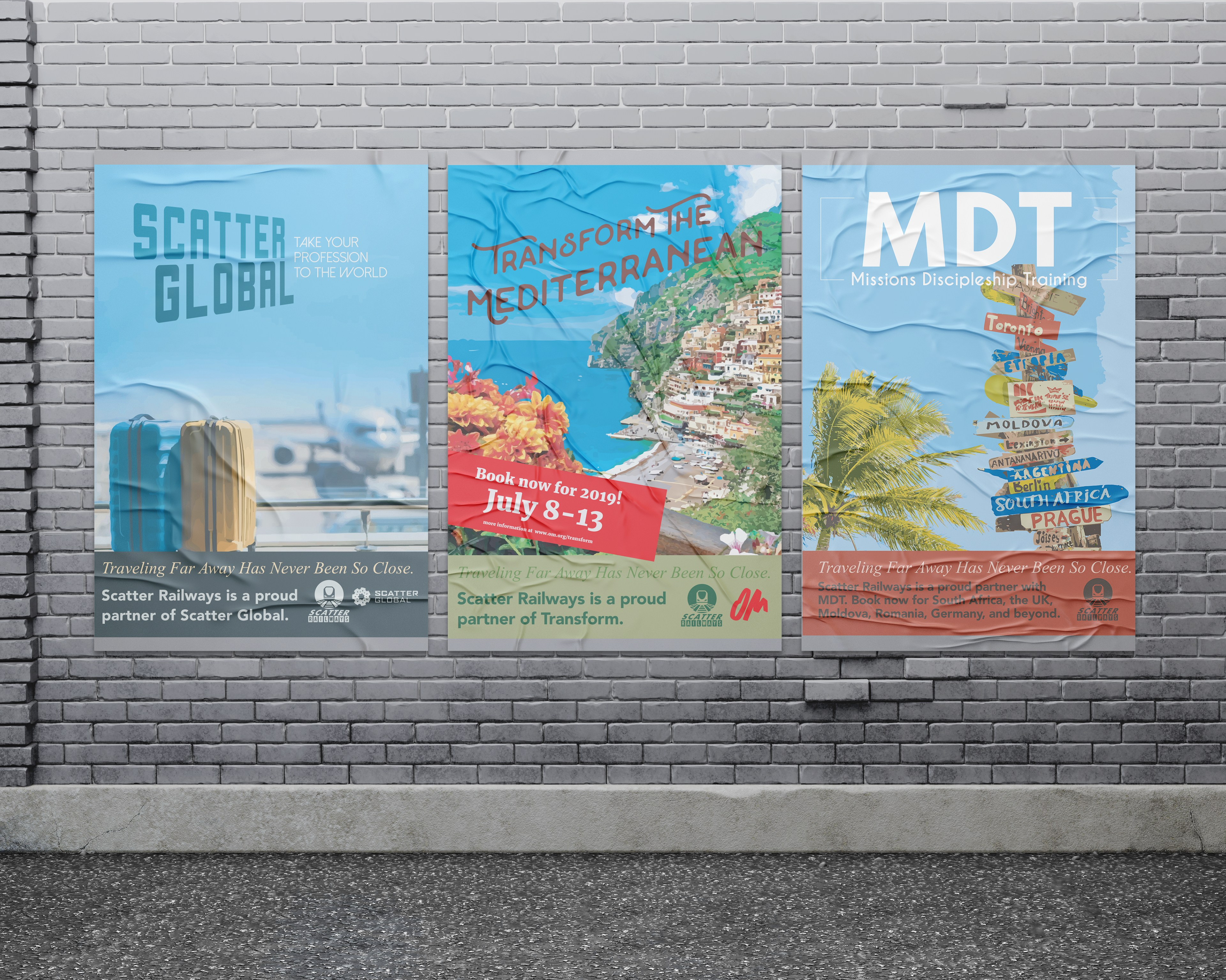 Travel posters used in the station