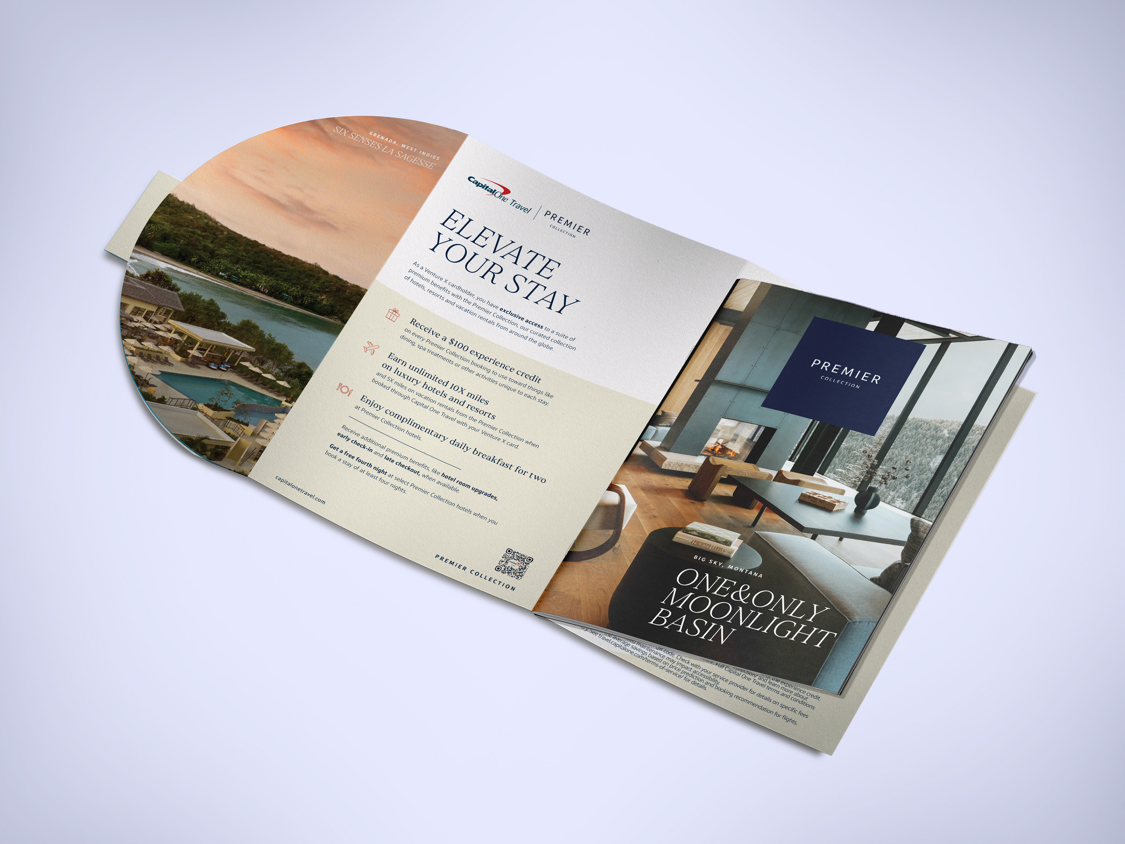 Fully open tri-fold and travel booklet reveal