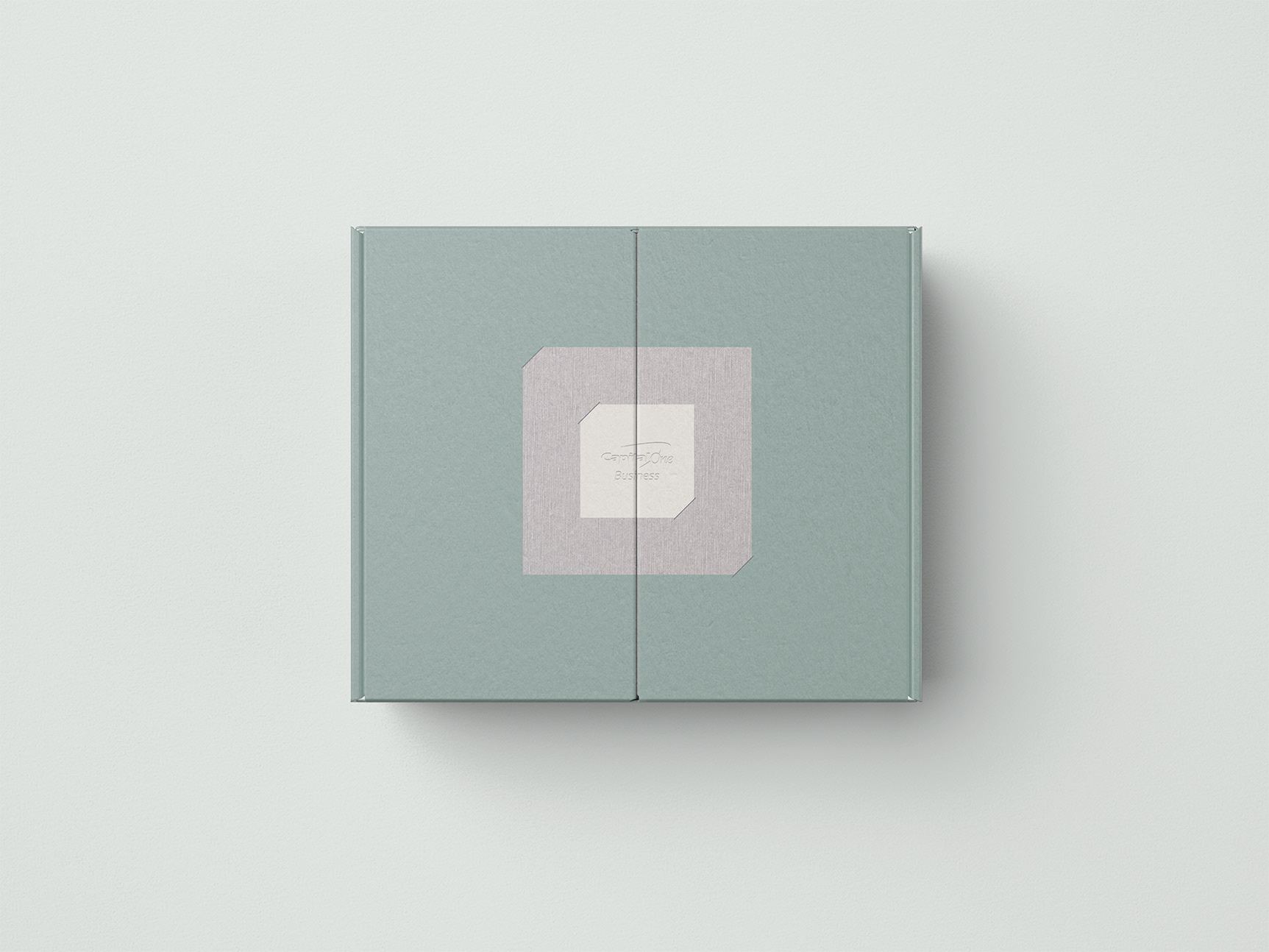 Spark Card Welcome Kit box top with card and Capital One placard