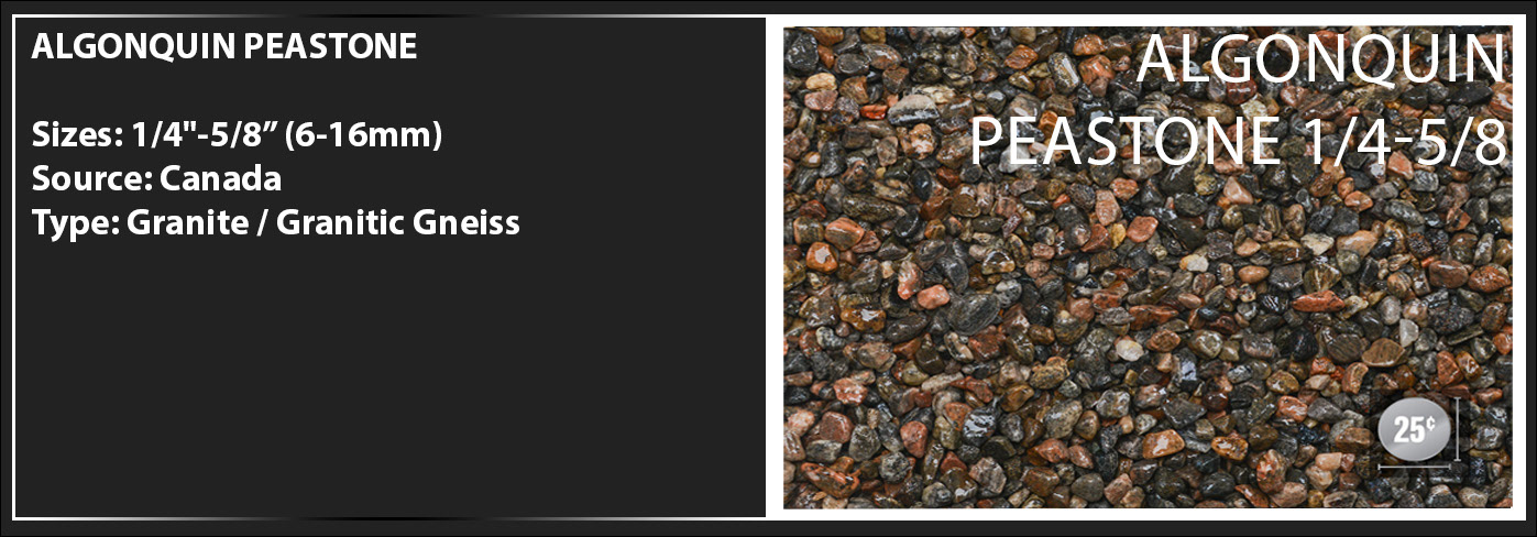 This beautiful granite based river rock is a washed product that is native to Ontario. This highly durable and versatile product is perfect for both creative and practical applications. Its rich color and texture adds depth and interest to any project.