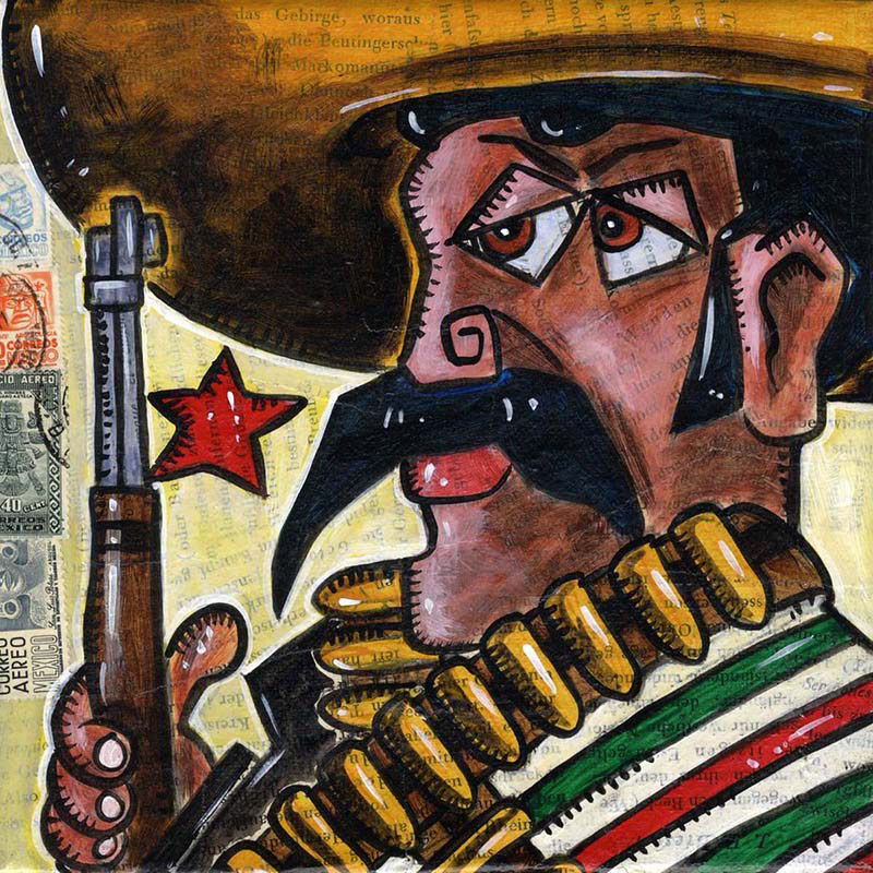 VIVA ZAPATA! - Collage und Acryl auf Leinwand - 20 x 20 cm - 2019