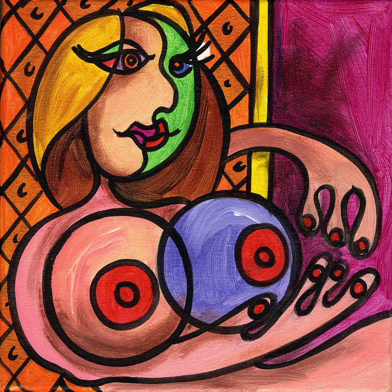 Picasso Style Erotic Art 5 - Acryl auf Leinwand - 20 x 20 cm - 2011