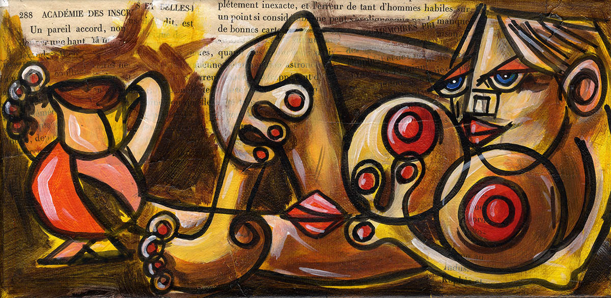 Picasso Style Erotic Art 17 - Acryl auf Leinwand - 15 x 30 cm - 2013