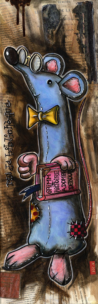 Rat de bibliothèque - Collage und Acryl auf Leinwand - 20 x 60 cm - 2013