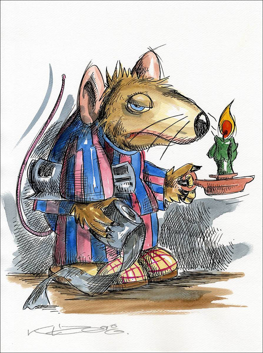 Ratte EMIL - Feder und Aquarell auf Aquarellkarton - 24 x32 cm - 20219