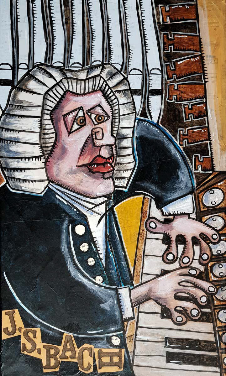 Johann Sebastian Bach 333 - Collage und Acryl auf Leinwand - 30 x 50 cm - 2019