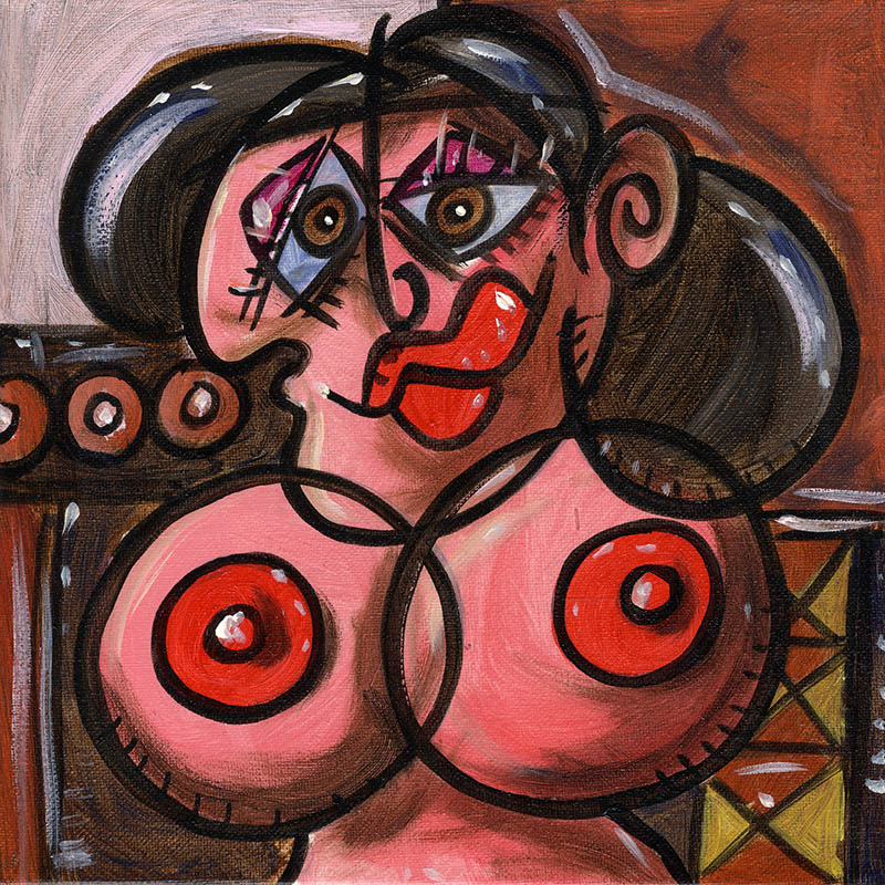 Picasso Style Erotic Art 1 - Acryl auf Leinwand - 20 x 20 cm - 2014