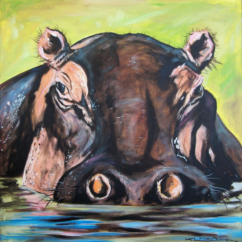 Flusspferd (Hippopotamus amphibius) - Acryl auf Leinwand - 60 x 60 cm - 2014