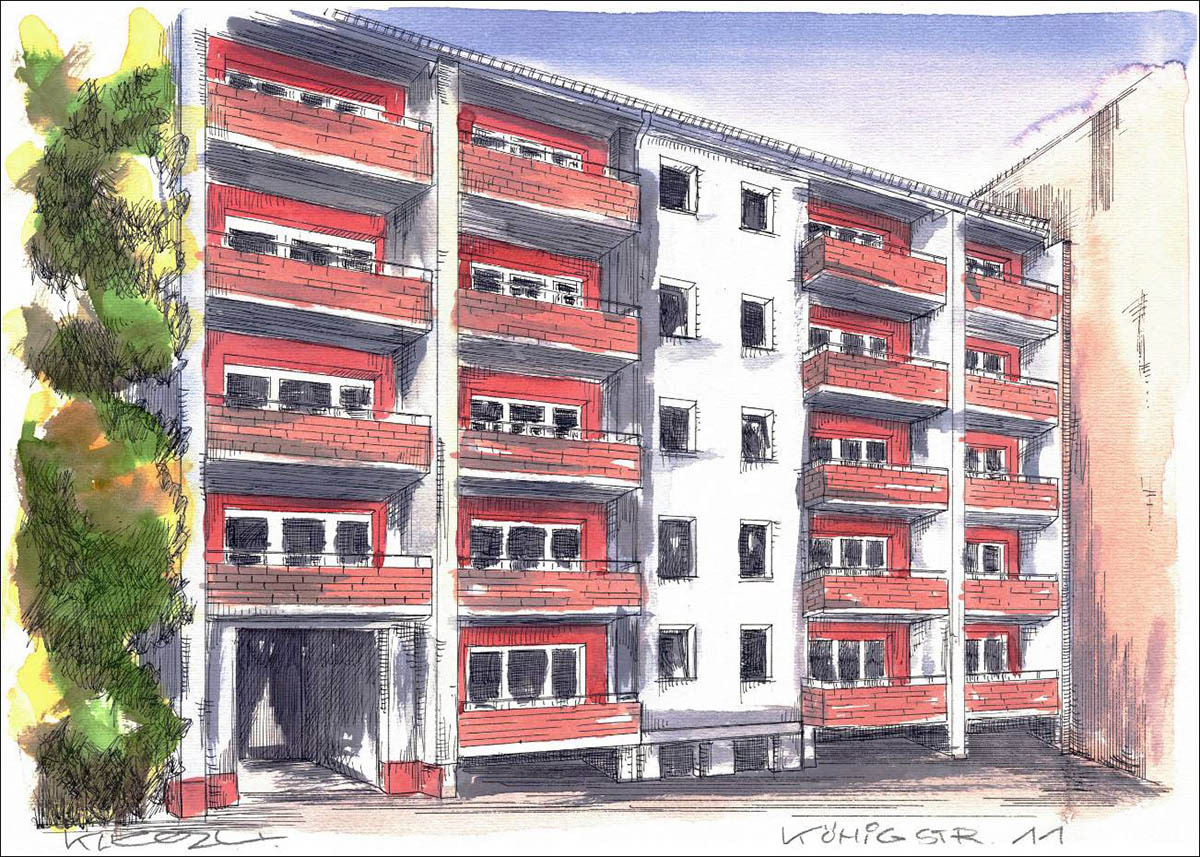 Berlin Königstrasse 9 - 9Feder und schwarze Tusche auf Aquarellkarton 300 g/qm - 42 x 29,7 cm - 2024