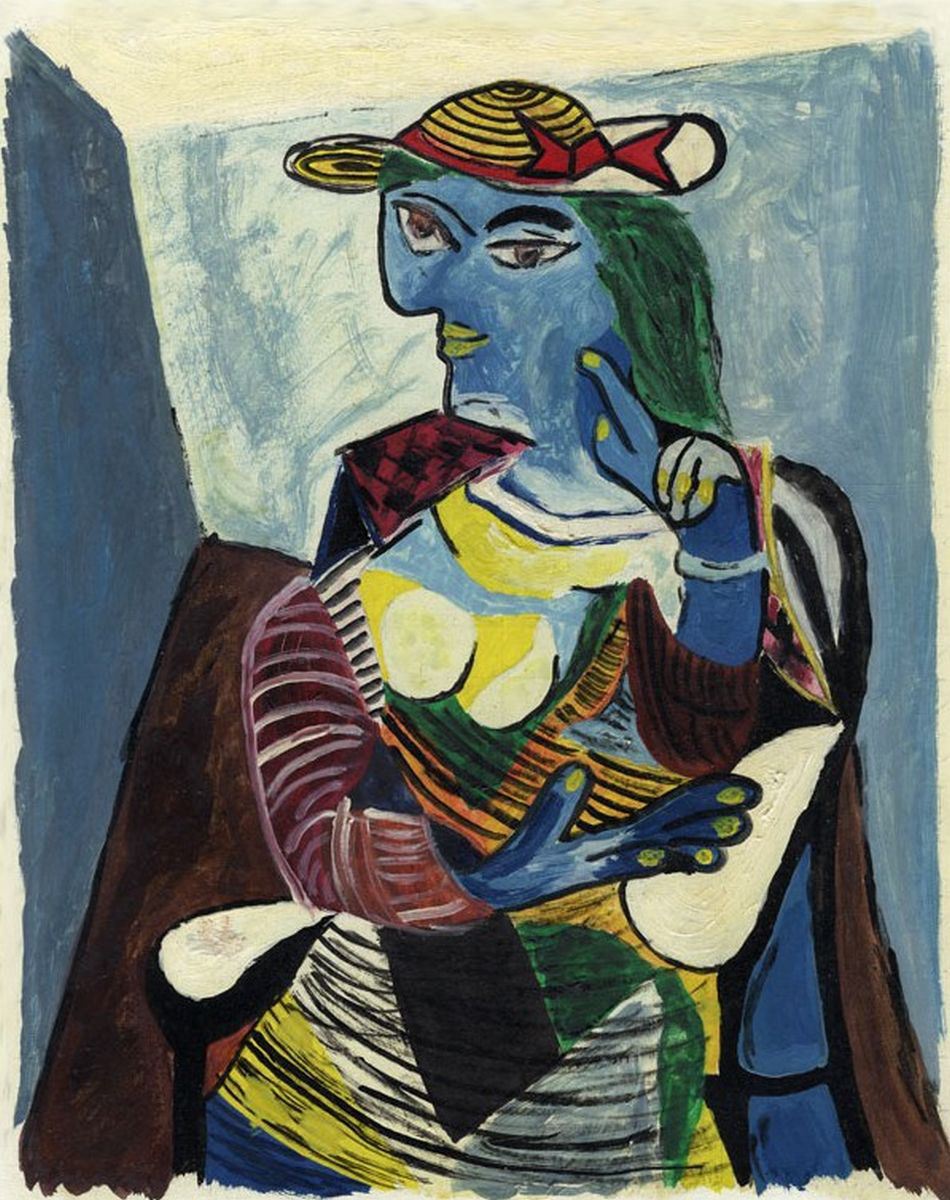 Adaption nach Picasso Porträt Marie-Thérèse Walter - Öl auf Hartfaserplatte - 1983