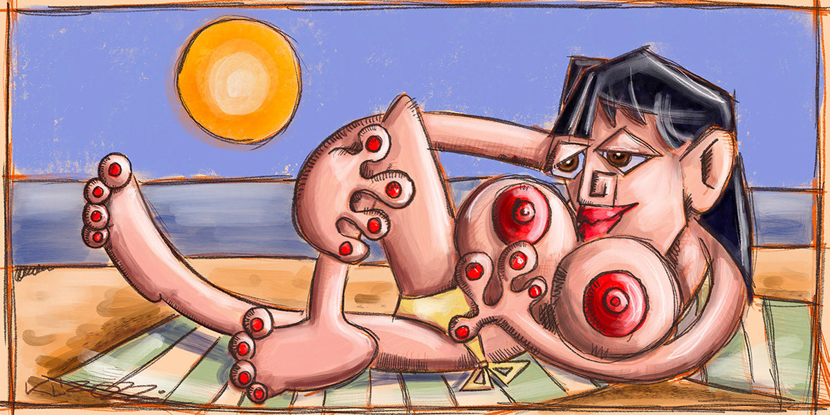 Madame Z. am Strand von Westerland - Digital Art - 2022