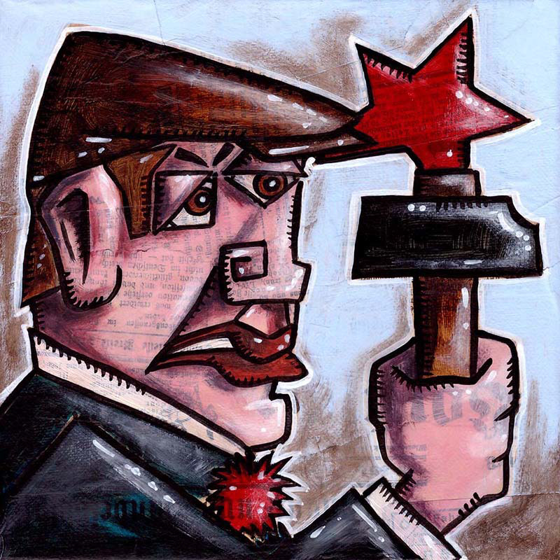 1. Mai: wem gehört die Welt... - Collage und Acryl auf Leinwand - 20 x 20 cm - 2020