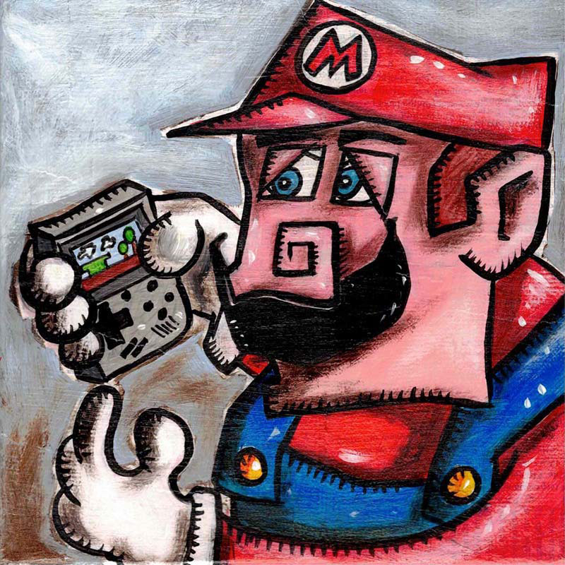 Supermario - Collage und Acryl auf Leinwand - 20 x 20 cm - 2021