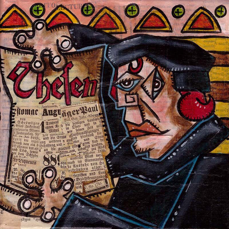 500 Jahre Reformation - Martin Luther - Collage und Acryl auf Leinwand - 20 x 20 cm - 2017