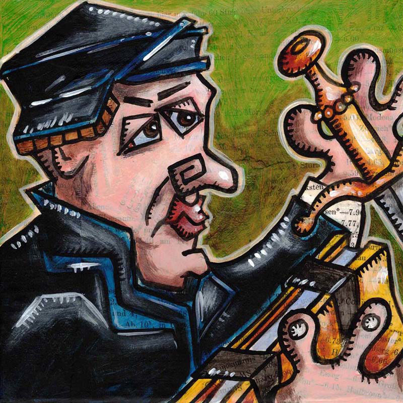 Ulrich Zwingli - Collage und Acryl auf Leinwand - 20 x 20 cm - 2020