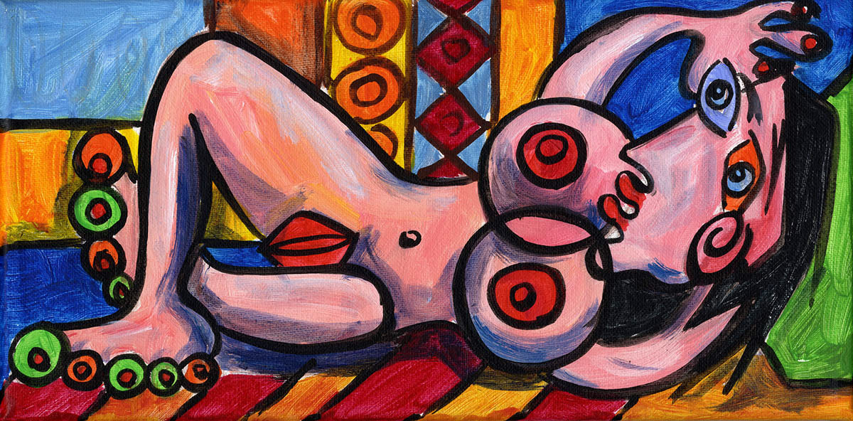 Picasso Style Erotic Art 10 - Acryl auf Leinwand - 30 x 15 cm - 2011
