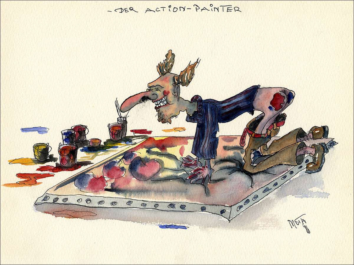 Der Actionpainter - Feder und Aquarell - 1988