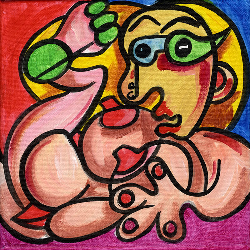 Picasso Style Erotic Art 4 - Acryl auf Leinwand - 20 x 20 cm - 2011