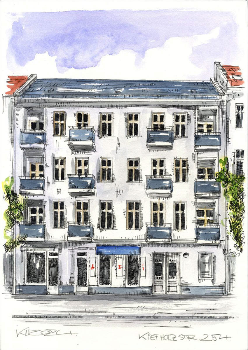 Berlin Kiefholzstrasse 254 - Feder und schwarze Tusche auf Aquarellkartonkarton 300 g/qm - 29,7 x 42 cm - 2024