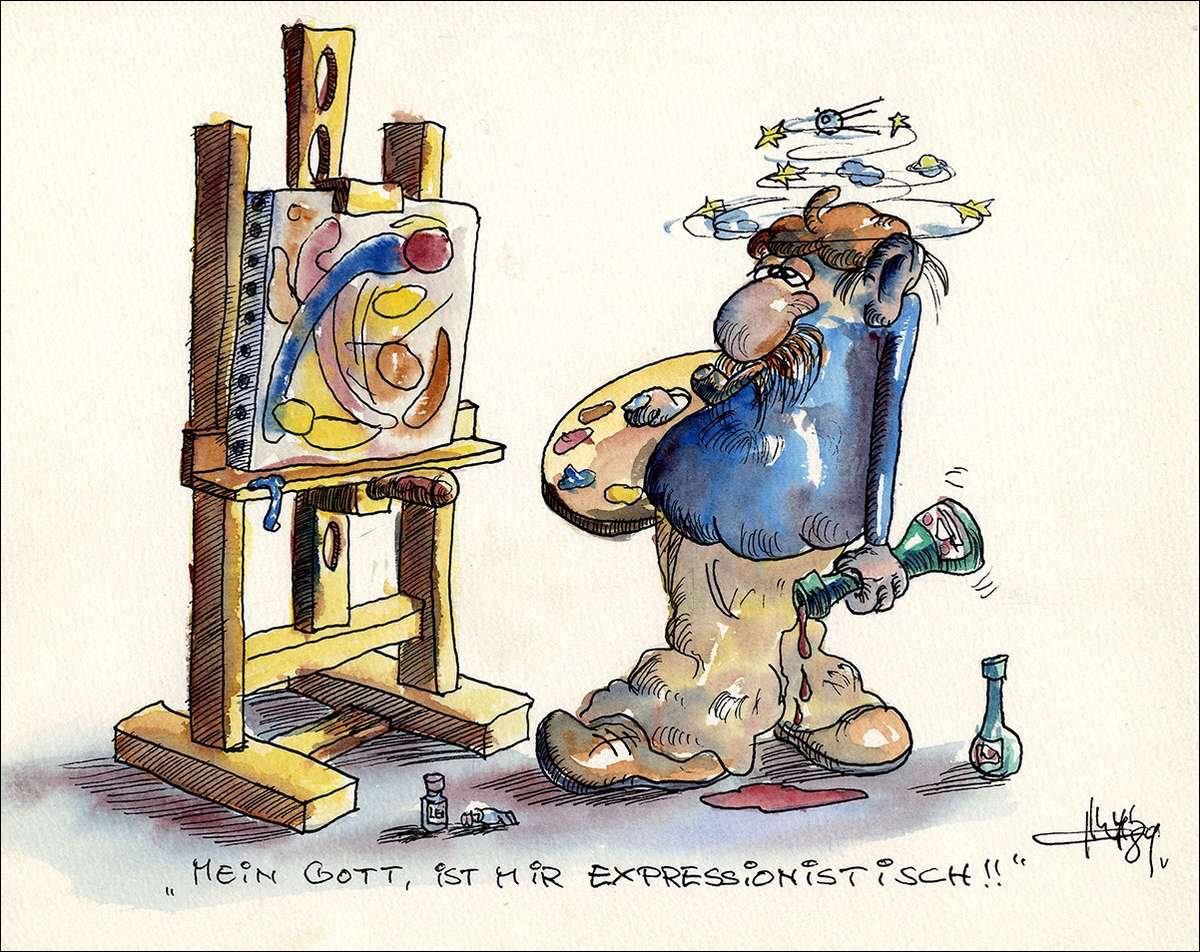 Der Expressionist - Feder und Aquarell - 1989