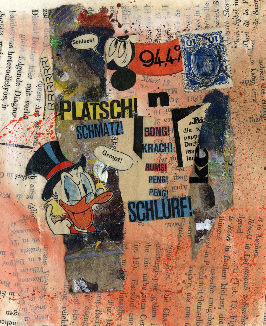 Collage No.21: BONG; KRACH; RUMMS! - Collage auf Karton - 2015 - 12 x 17 cm