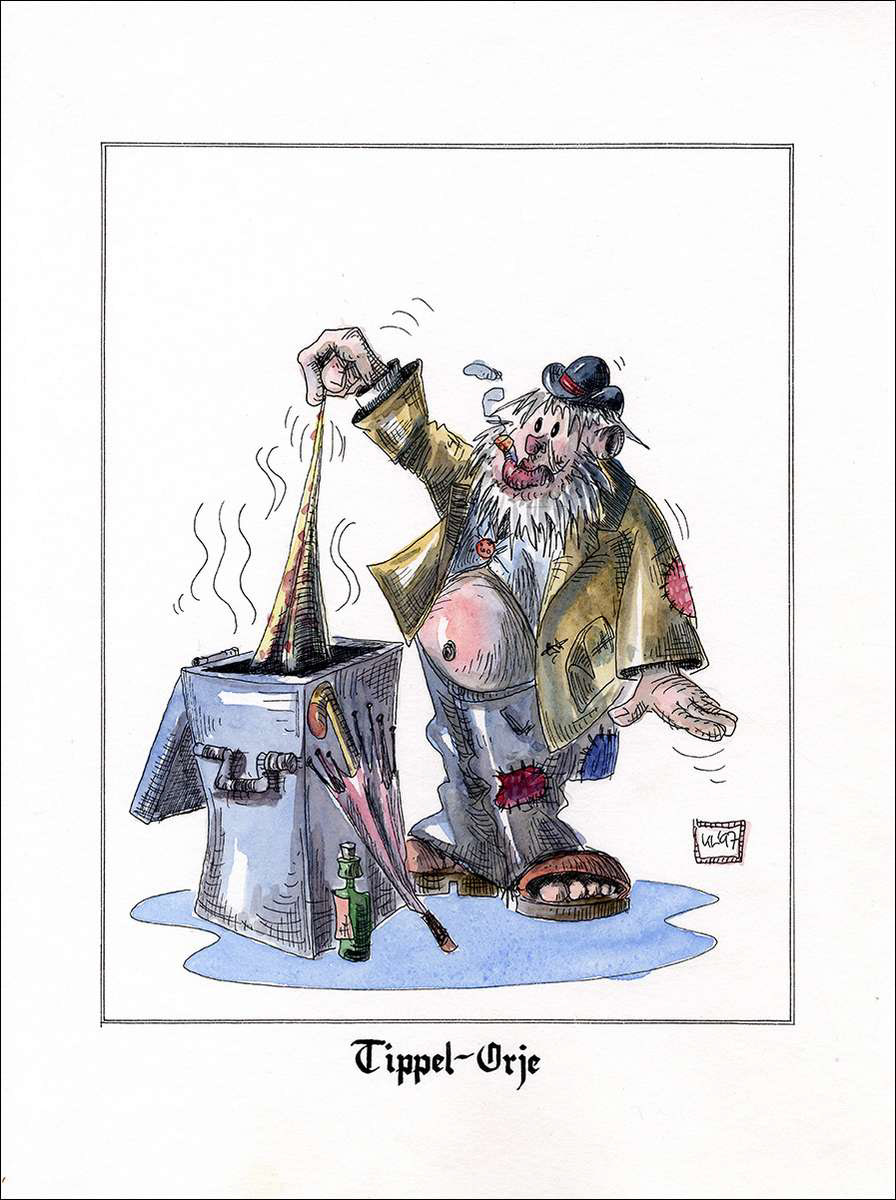 Tippel Orje - Feder in schwarzer Tusche und Aquarell - 1997