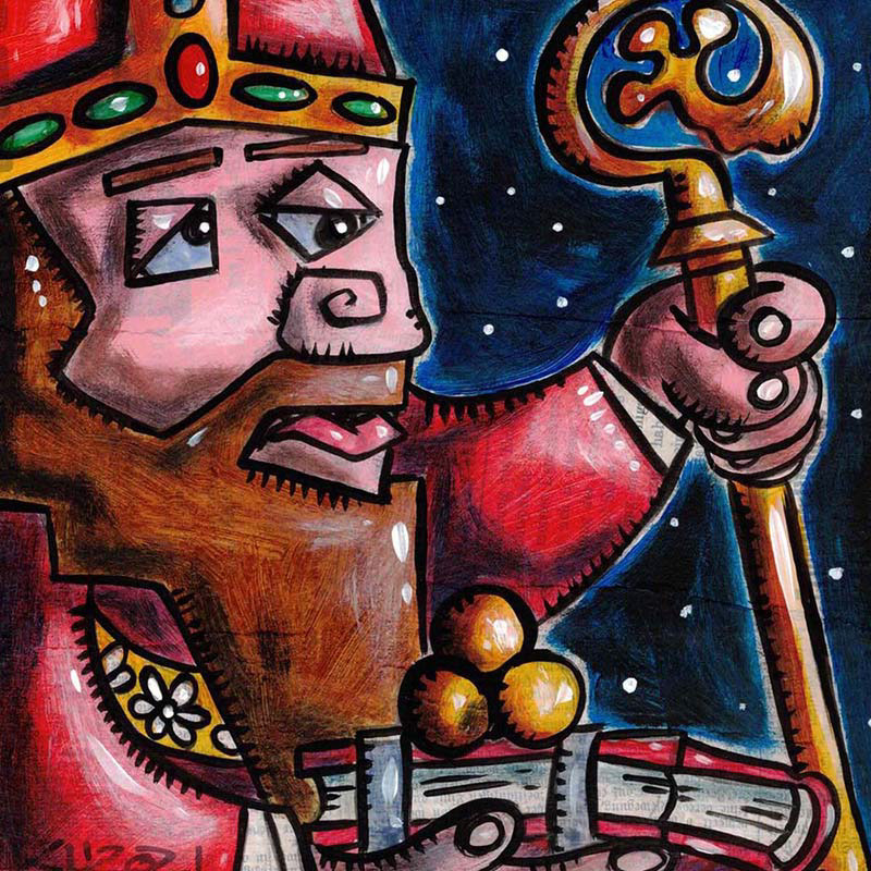St.Nikolaus - Collage und Acryl auf Leinwand - 20 x 20 cm - 2021