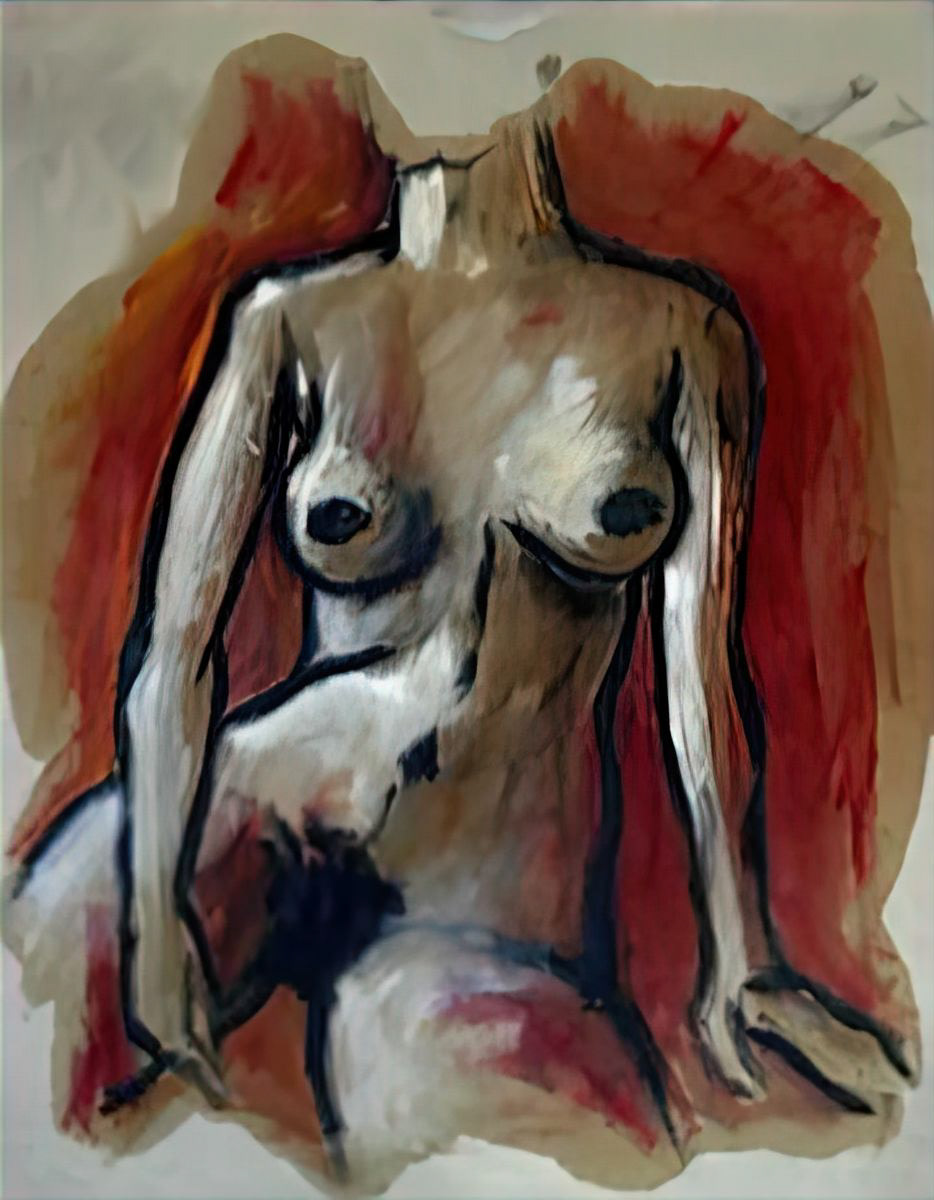 Aktskizze No.3 - Öl auf Ingrespapier - 49,5 x 63 cm - 1988