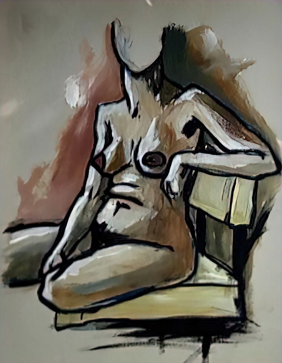 Aktskizze No.1 - Öl auf Ingrespapier - 49,5 x 63 cm - 1988
