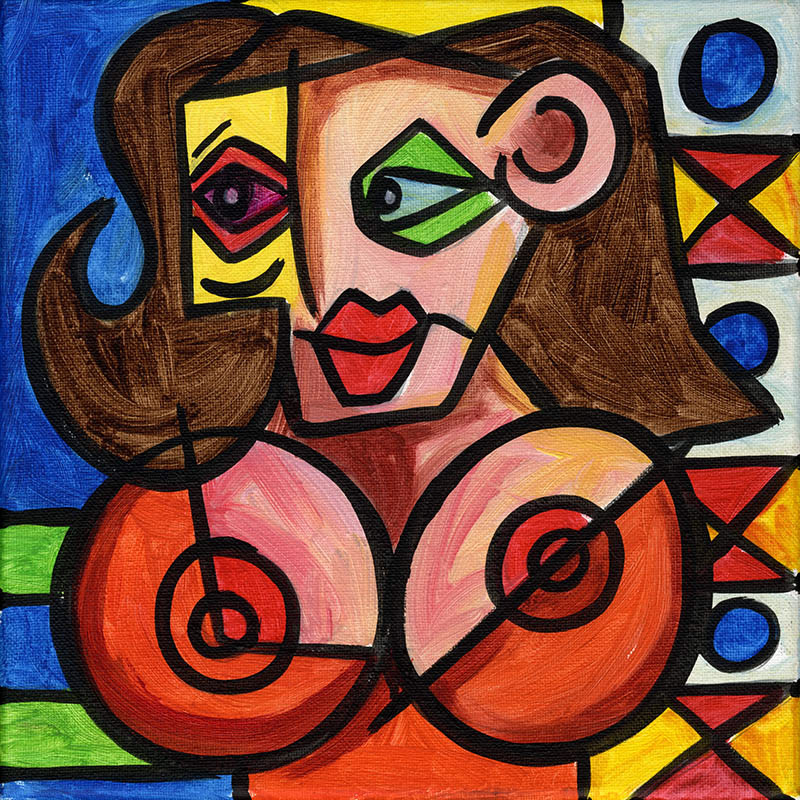 Picasso Style Erotic Art 3 - Acryl auf Leinwand - 20 x 20 cm - 2011