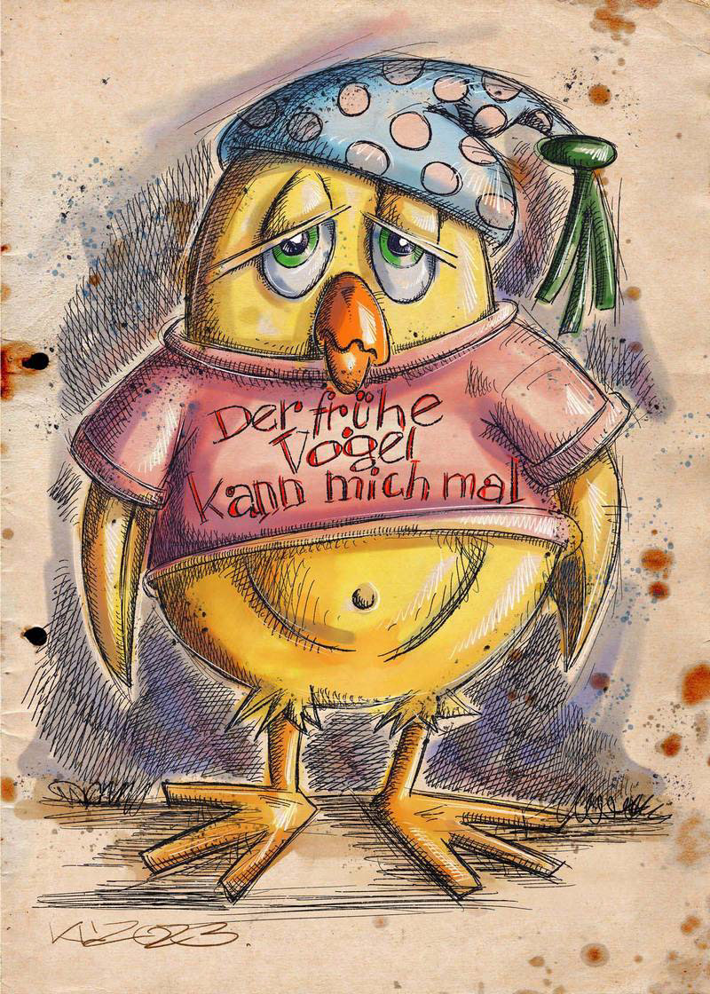 Der frühe Vogel fängt den Wurm - Digital Art - 2023