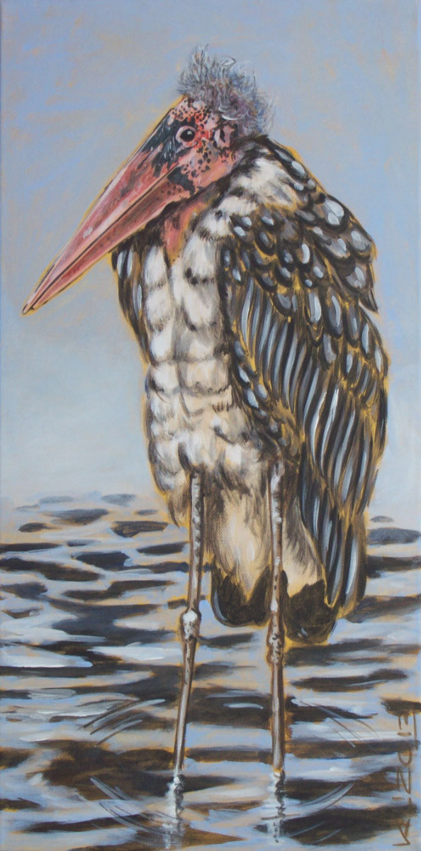 MARABU (Leptoptilos crumeniferus) - Acryl auf Leinwand - 30 x 60 cm - 2013