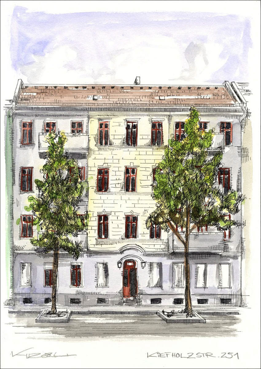 Berlin Kiefholzstrasse 251 - Feder und schwarze Tusche auf Aquarellkarton 300 g/qm - 29,7 x 42 cm - 2024