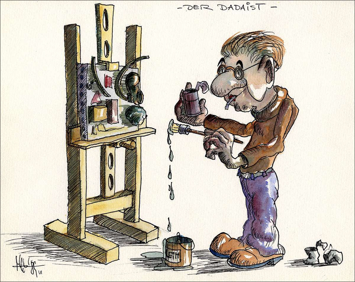 Der Dadaist - Feder und Aquarell - 1989