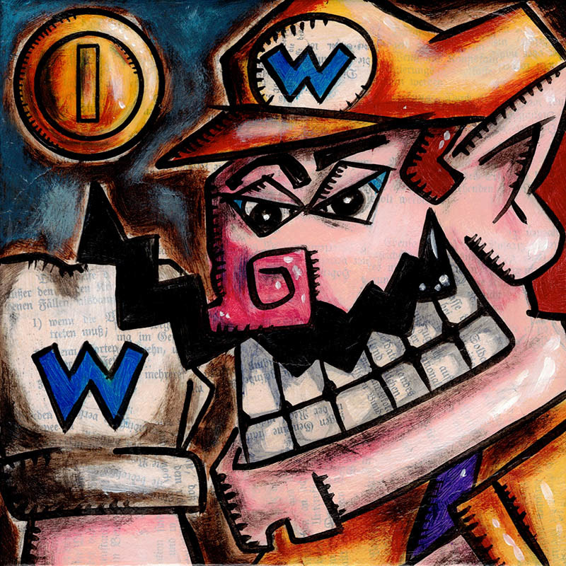 Wario The Great - Collage und Acryl auf Leinwand - 20 x 20 cm - 2023