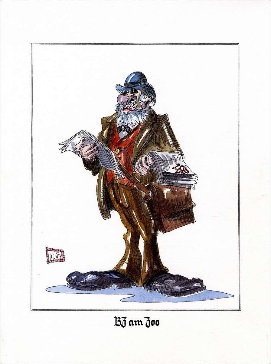 B.Z. am Zoo - Feder in schwarzer Tusche und Aquarell - 1997