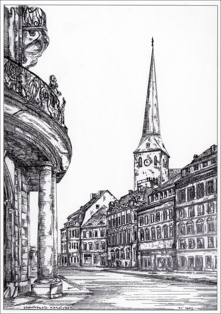 Ephraimpalais im Nikolaiviertel - Feder und schwarze Tusche auf Zeichenkarton - 29,7 x 21 cm - 2002