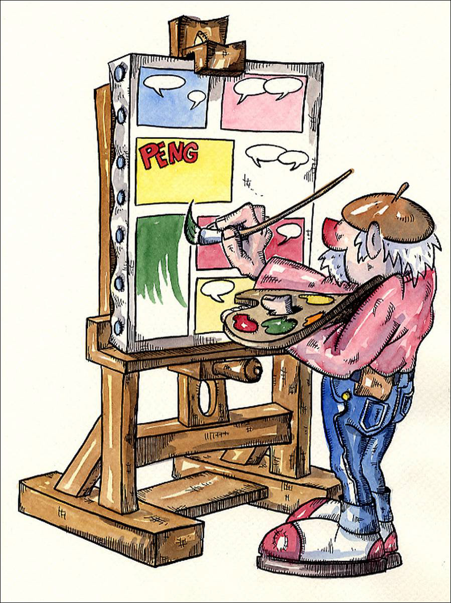 Der Comic Meister - Feder in schwarzer Tusche und Aquarell - 1992