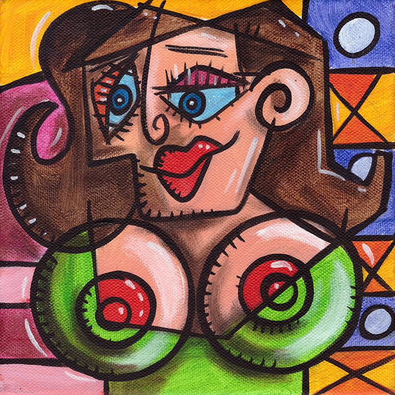 Picasso Style Erotic Art 3 - Acryl auf Leinwand - 20 x 20 cm - 2015