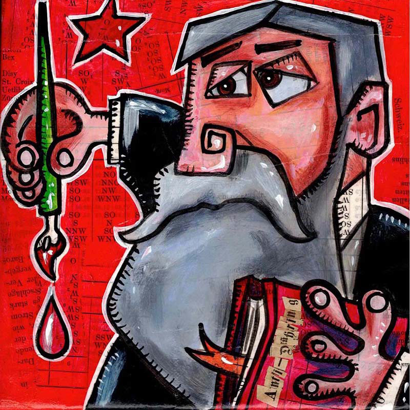 Friedrich Engels 200 - Collage und Acryl auf Leinwand - 20 x 20 cm - 2020