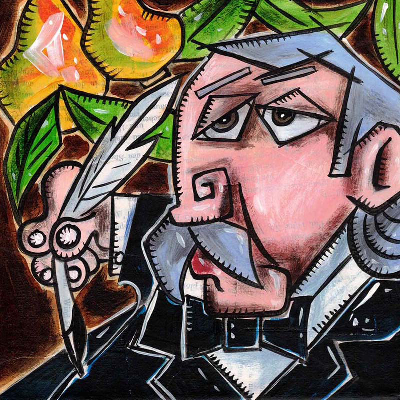 Theodor Fontane - Collage und Acryl auf Leinwand - 20 x 20 cm - 2019