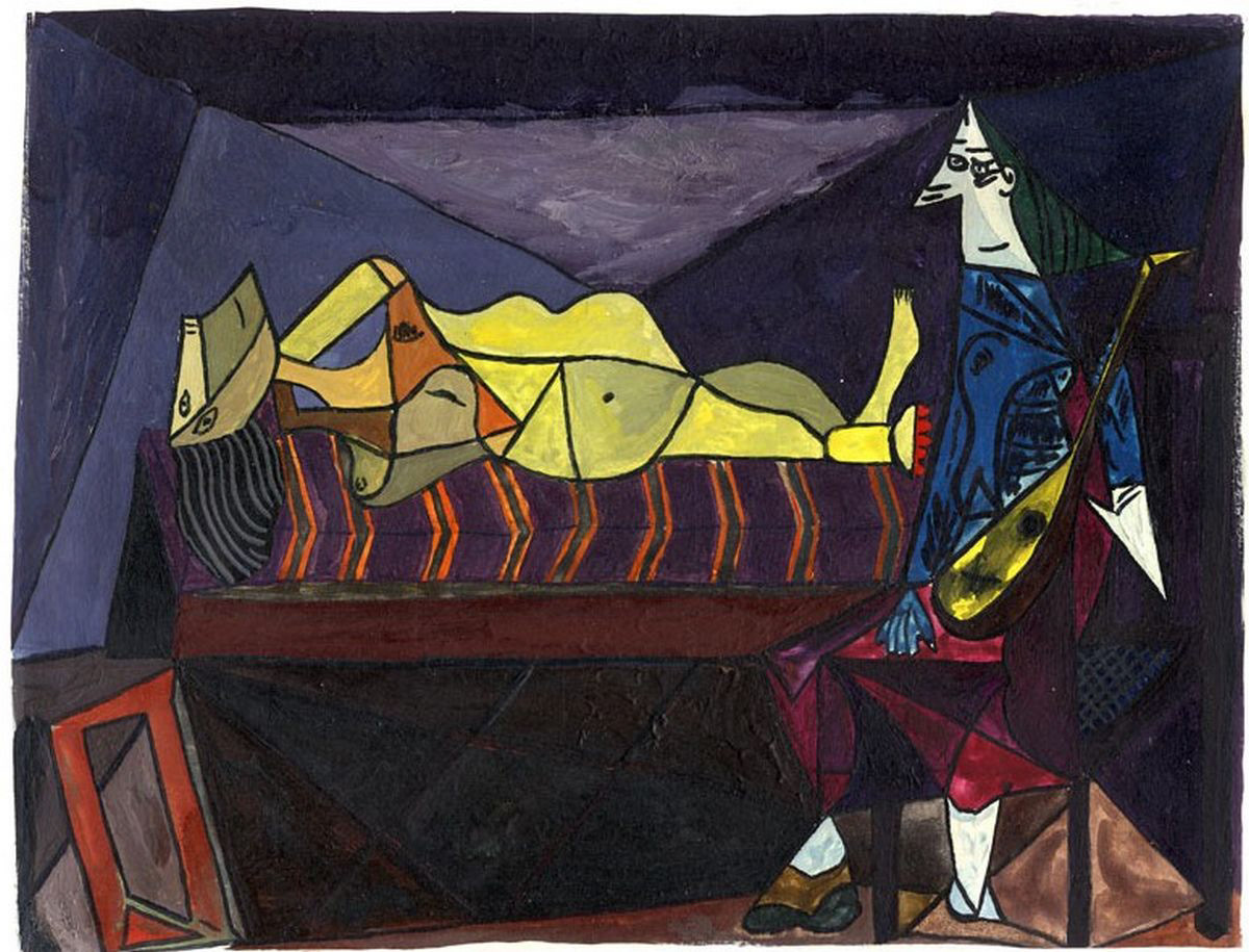 Adaption nach Picasso Das Morgenständchen - Öl auf Hartfaserplatte - 1983