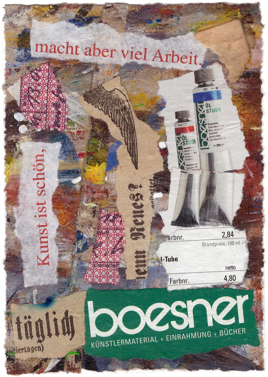 Collage No.22: Kunst + Arbeit II - Collage auf Karton - 2016 - 10,5 x 14,8 cm