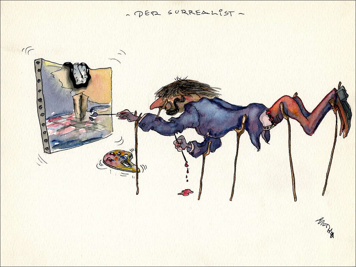 Der Surrealist - Feder und Aquarell - 1988