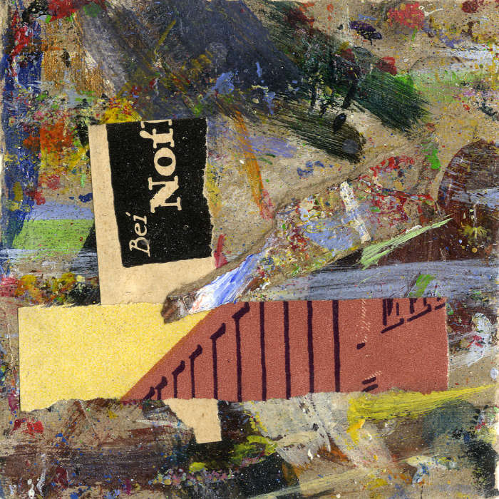 Collage No.7: BEI - Collage auf Packpapier - 2014 - 10 x 10 cm
