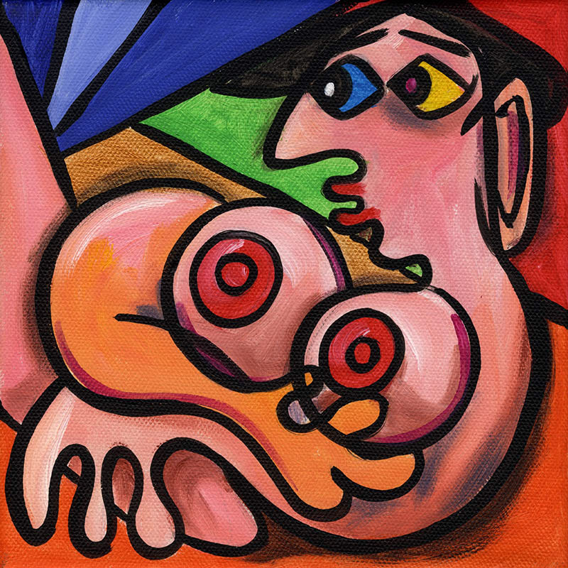 Picasso Style Erotic Art 2 - Acryl auf Leinwand - 20 x 20 cm - 2011