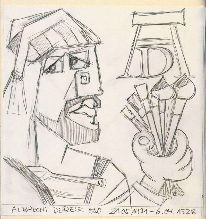 Albrecht Dürer 550 - Bleistiftskizze auf Skizzenpapier - 2021