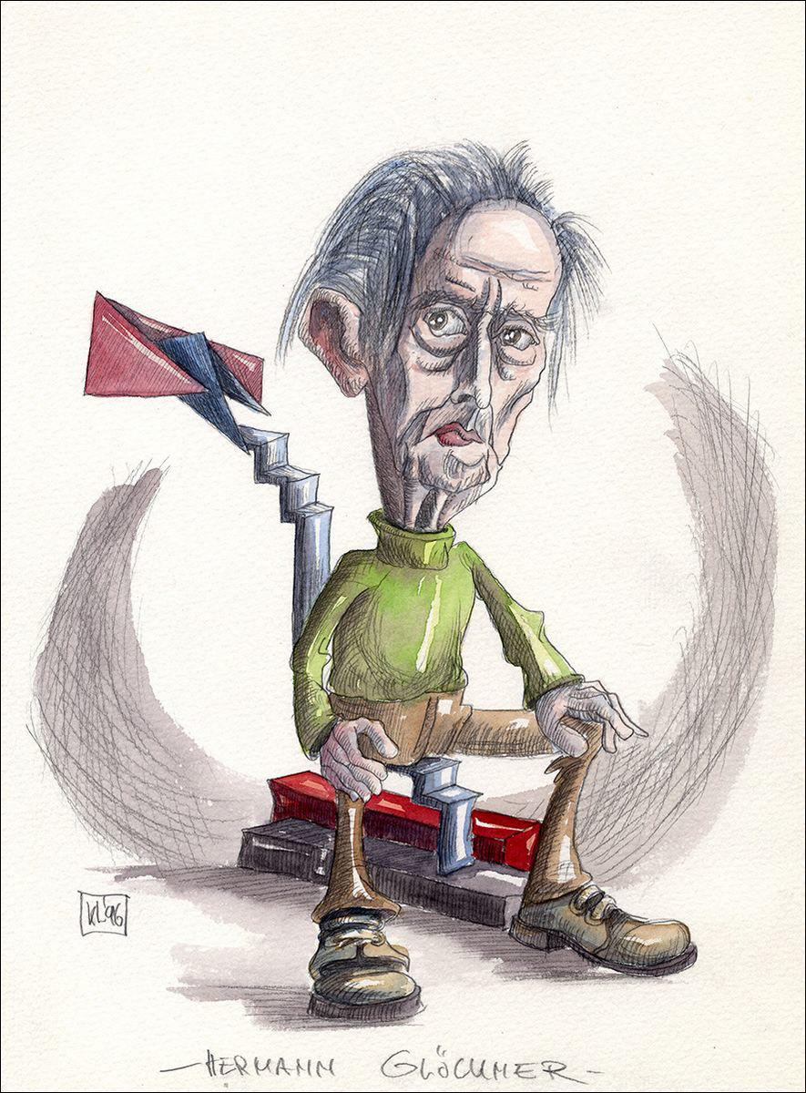 Hermann Glöckner - Bleistift und Aquarell - 1996