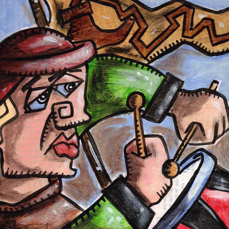 Bauernkrieg - Collage und Acryl auf Leinwand - 20 x 20 cm - 2021