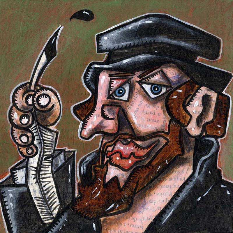 Reformation - Philipp Melanchthon - Collage und Acryl auf Leinwand - 20 x 20 cm - 2018